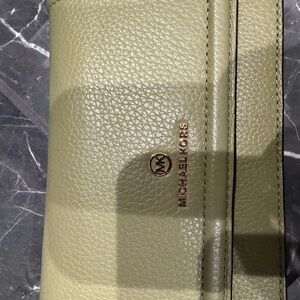 Michael Kors Sage Green Leather Clutch